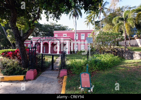 Entrance to a Purple Colored Building, Casa Rosa, Old San Juan, Puerto Rico Stock Photo