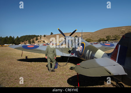 Supermarine Spitfire - British and allied WWII Fighter Plane, Warbirds over Wanaka, South Island, New Zealand Stock Photo