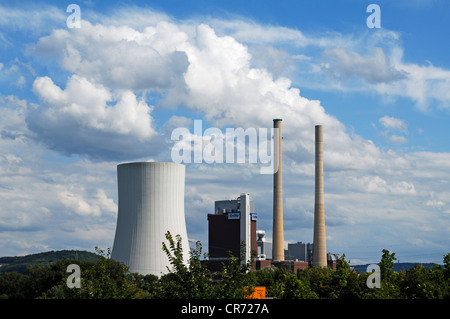 Heilbronn Power Station, a coal-fired power plant under a cloudy sky near Heilbronn, Baden-Wuerttemberg, Germany, Europe Stock Photo