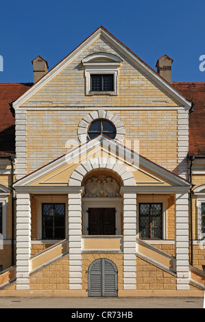 Entrance facade of Old Schleissheim Palace, 1617 - 1623, Maximilianshof courtyard, Oberschleissheim, Bavaria, Germany, Europe Stock Photo