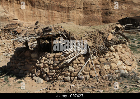 The Bayda Neolithic Village. It's a Stone Age village near Little Petra, just a few hundred meters from the Siq Barid in Jordan. Stock Photo