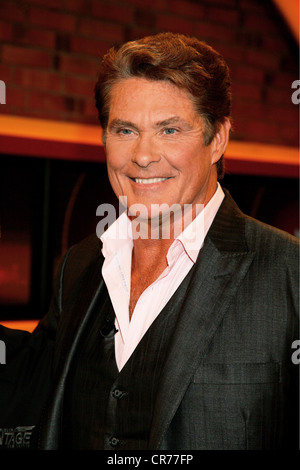 Hasselhoff, David, * 17.7.1952, American actor and singer, portrait, guest in the German TV show 'Markus Lanz', Hamburg, 22.4.2010, Stock Photo
