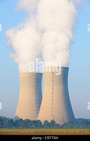 E.ON Grafenrheinfeld Nuclear Power Plant, cooling towers, Schweinfurt, Bavaria, Germany, Europe Stock Photo
