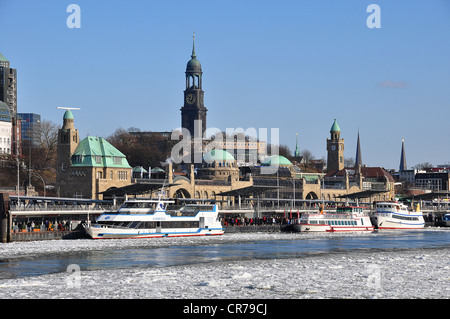 Port of Hamburg in the winter, Hamburg, Germany, Europe Stock Photo