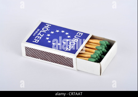 Matches in a matchbox Stock Photo