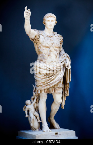 Statue of the Emperor Augustus Octavian found near Prima Porta, displayed in the Vatican Museums, Rome (Augustus of Primaporta ) Stock Photo