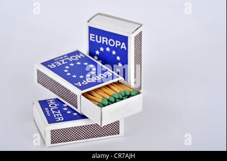 Matches in a matchbox Stock Photo