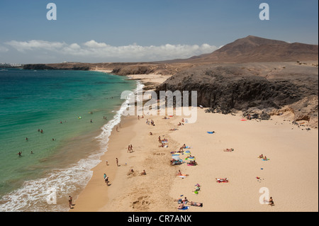 Spain, Canary Islands, Lanzarote Island, Playa Blanca, beach of Papagayo Stock Photo