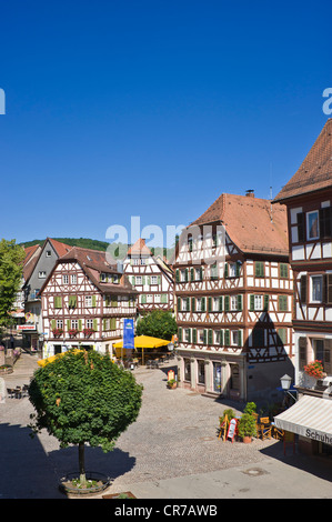 Half-timbered houses on the market square, Mosbach, Odenwald, Rhein-Neckar-Kreis district, Baden-Wuerttemberg, Germany, Europe Stock Photo