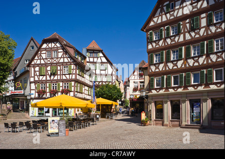 Half-timbered houses on the market square, Mosbach, Odenwald, Rhein-Neckar-Kreis district, Baden-Wuerttemberg, Germany, Europe Stock Photo