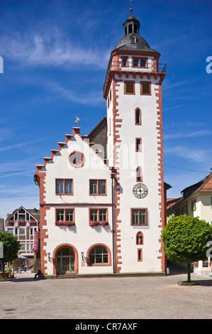 Market square with town call, Mosbach, Odenwald, Rhein-Neckar-Kreis district, Baden-Wuerttemberg, Germany, Europe Stock Photo