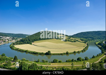 View from Hinterburg Castle, Neckarsteinach, Neckar Valley-Odenwald nature park, Hesse, Germany, Europe Stock Photo