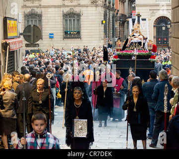 Good Friday procession, Semana Santa, Holy Week, Barcelona, Catalonia, Spain, Europe Stock Photo