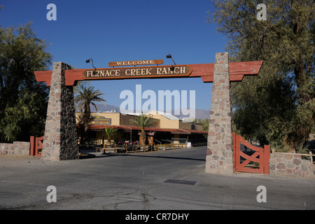 Entrance to Furnace Creek Ranch resort complex, Death Valley National Park, California, USA Stock Photo