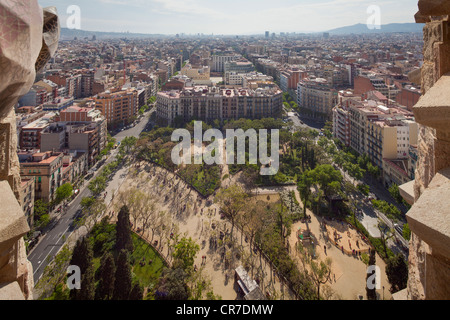 Aerial view, view of Barcelona from the towers of the Sagrada Familia church in Barcelona, Catalonia, Spain, Europe Stock Photo