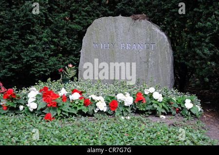 Memorial grave of Willy Brandt, former Chancellor, Waldfriedhof ...