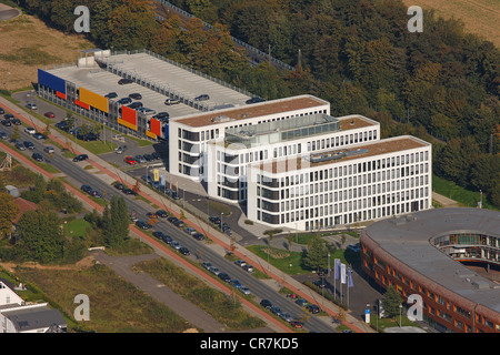 Aerial view, Xella Germany HQ, Infineon, Angerbogen, Landhaus Milser Hotel, Duisburg, Ruhr Area, North Rhine-Westphalia Stock Photo