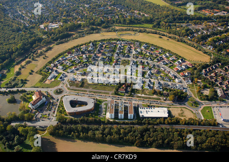 Aerial view, Xella Germany HQ, Infineon, Angerbogen, Landhaus Milser Hotel, Duisburg, Ruhr Area, North Rhine-Westphalia Stock Photo