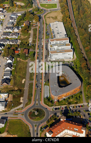 Aerial view, Xella Germany HQ, Infineon, Angerbogen, Landhaus Milser Hotel, Duisburg, Ruhr Area, North Rhine-Westphalia Stock Photo