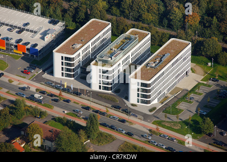 Aerial view, Xella Germany HQ, Infineon, Angerbogen, Landhaus Milser Hotel, Duisburg, Ruhr Area, North Rhine-Westphalia Stock Photo