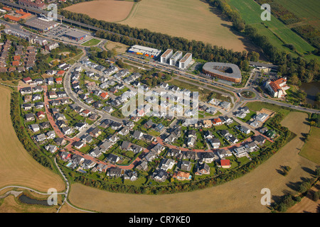 Aerial view, Xella Germany HQ, Infineon, Angerbogen, Landhaus Milser Hotel, Duisburg, Ruhr Area, North Rhine-Westphalia Stock Photo