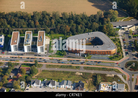 Aerial view, Xella Germany HQ, Infineon, Angerbogen, Landhaus Milser Hotel, Duisburg, Ruhr Area, North Rhine-Westphalia Stock Photo