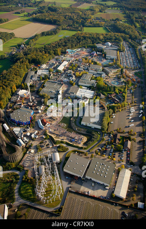Aerial view, Movie Park Germany, amusement park, Bottrop Kirchhellen, Ruhr Area, North Rhine-Westphalia, Germany, Europe Stock Photo