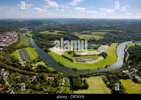 Aerial Photo, water production plants, clarifiers for the Ruhr River, Ruhr Valley, Witten, Ruhr Area, North Rhine-Westphalia