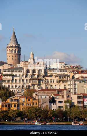 Turkey, Istanbul, Golden Horn Strait, Beyoglu District and Galata Tower in the background Stock Photo