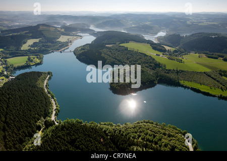 Aerial view, Biggetalsperre, Bigge Reservoir, Olpe, Maerkischer Kreis district, Sauerland, North Rhine-Westphalia Stock Photo