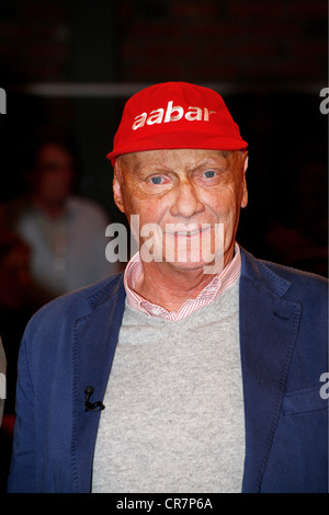 Lauda, Andreas Nikolaus 'Niki', * 22.2.1949, Austrian athlete (racing driver), pilot and businessman, portrait, guest in the German telecast 'Markus Lanz', Hamburg, Germany, 19.10.2011, , Stock Photo