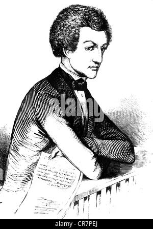 Lassalle, Ferdinand, 11.4.1825 - 31.8.1864, German politician (ADAV), half length, wood engraving, 1848, Stock Photo