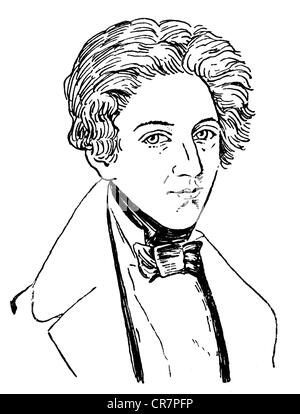 Lassalle, Ferdinand, 11.4.1825 - 31.8.1864, German politician (ADAV), portrait, as young man, drawing, 20th century, Stock Photo