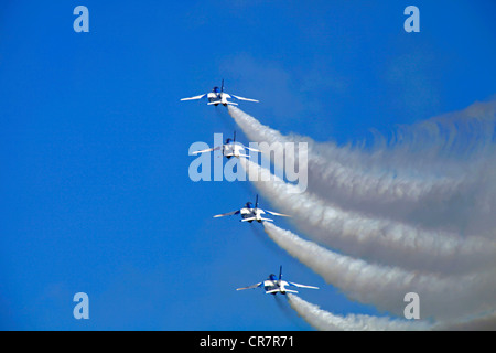 The Blue Impulse aerobatic demonstration team of the Japan Air Self-Defense Force Stock Photo