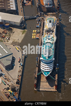 Aerial view, floating dock, Blohm + Voss, harbour, Hamburg, Germany, Europe Stock Photo