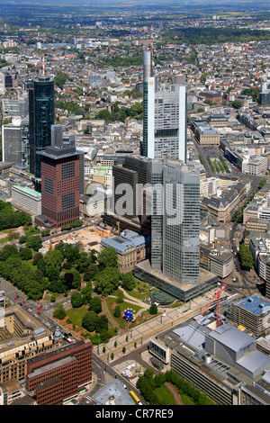 Aerial view, European Central Bank, ECB, Eurotower, Deutsche Bank, Europabank, Frankfurt am Main, Hesse, Germany, Europe Stock Photo