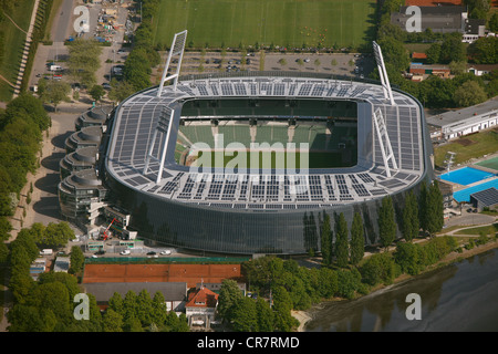 Aerial view, Weserstadion, stadium with solar panels on the roof, Bremen, Germany, Europe Stock Photo
