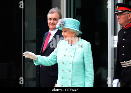 HM the Queen visiting Corby Cube, Northamptonshire, 13th June, 2012. Photo by John Robertson. Stock Photo