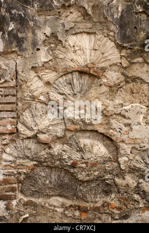 Shoalstone or coral stone in the ruined custom house or Casa de Cortes in La Antigua, Veracruz, Mexico. Stock Photo