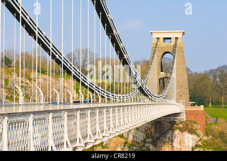 The Clifton Suspension Bridge spanning the Avon Gorge by Isambard Kingdom Brunel, Bristol, Gloucestershire, England Stock Photo