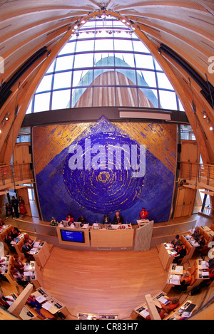 Norway, Finnmark County, Karasjok, Sami Parliament, the Sametinget, 2009 new assembly plenary session with new president Stock Photo