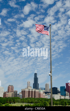 Illinois, Chicago. Chicago city skyline including the Willis Tower (formally the Sears Tower). Stock Photo