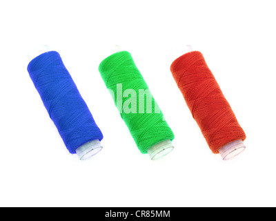 Sewing equipment isolated against a white background Stock Photo