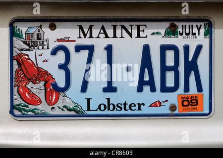 United States, New England, Maine, car registration with the drawing of a lobster Stock Photo