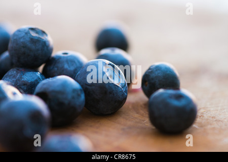 Blueberries on a wooden board Stock Photo