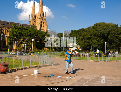 Hyde Park and St Mary's Cathedral, Sydney, New South Wales, Australia Stock Photo