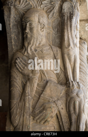 France, Tarn-et-Garonne, Moissac, stop on the Way of St James, UNESCO World Heritage, St Pierre church, detail of the Stock Photo