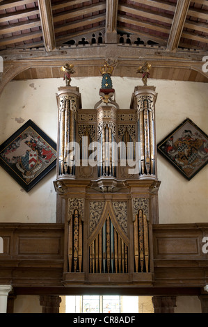 The organ, St Nicholas Church, Stanford on Avon, Northamptonshire, UK Stock Photo