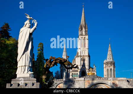 France, Hautes Pyrenees, Lourdes, Our Lady of Lourdes Basilica Stock Photo