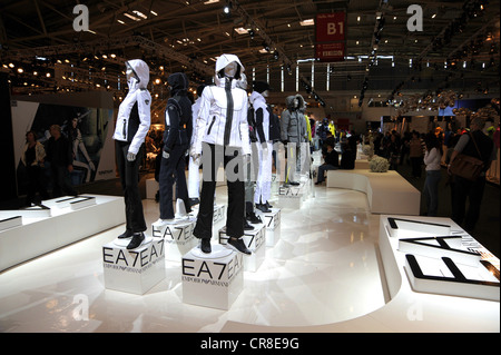 Exhibition booth of EA7 Emporio Armani, ISPO, International Sports Business Network, a trade fair for sports equipment and Stock Photo